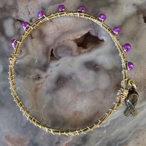 Guitar String Cause Bangle Bracelet With Hope Charm In Choice Of Colors